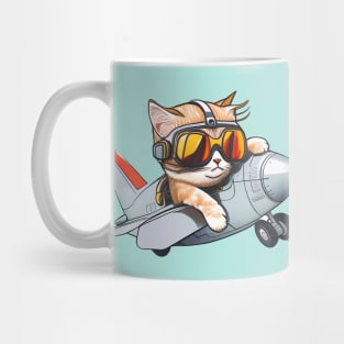 Cute Pilot Kitten Flying Mug